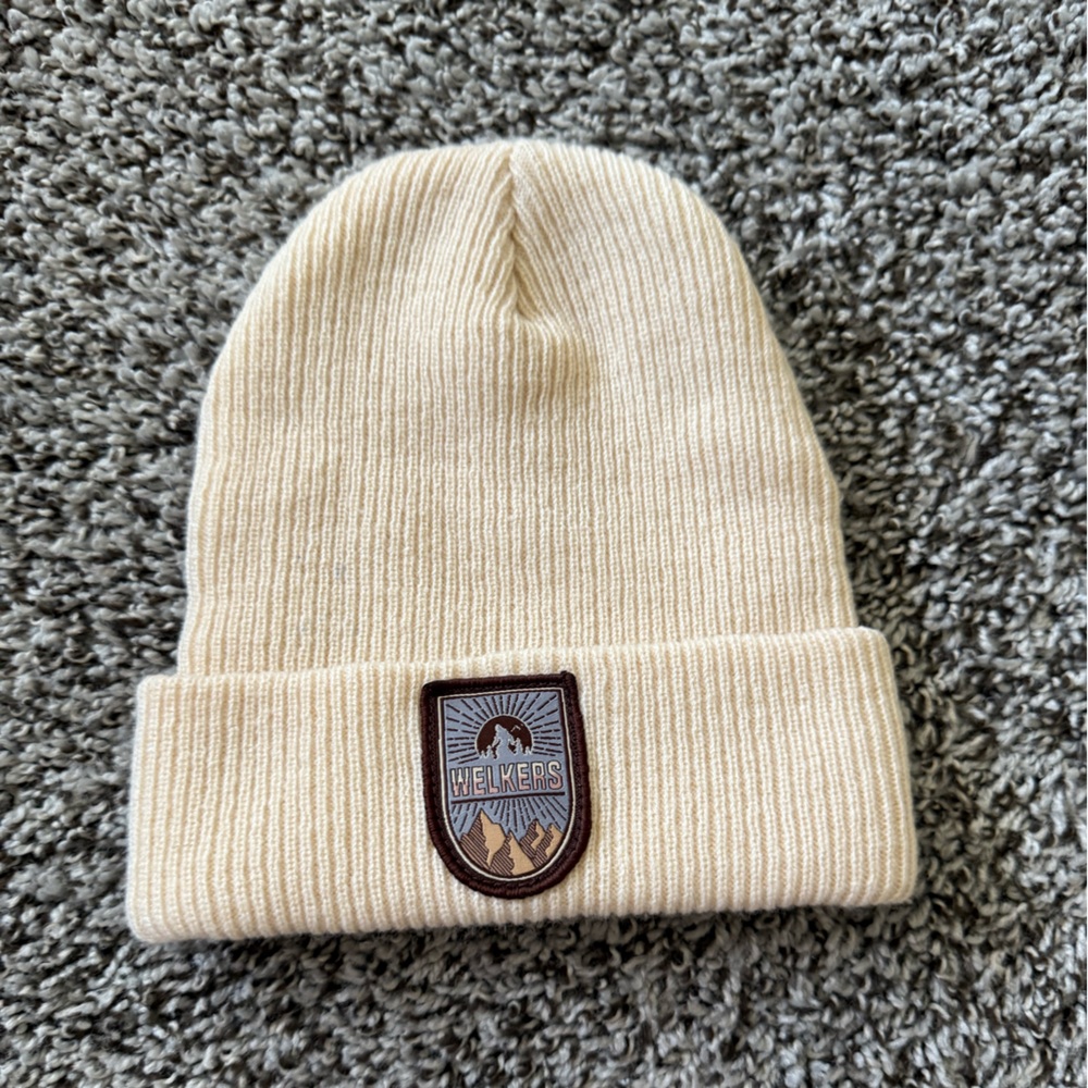 Cream Beanie with Patch